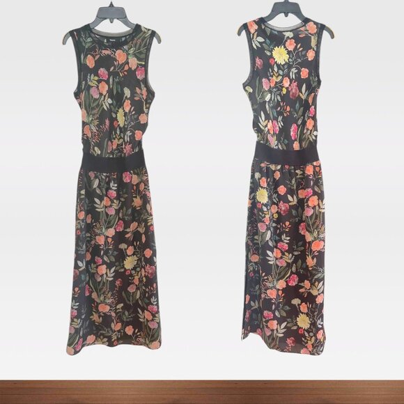Theory Lewie Silk Combo Floral Dress - Picture 3 of 9